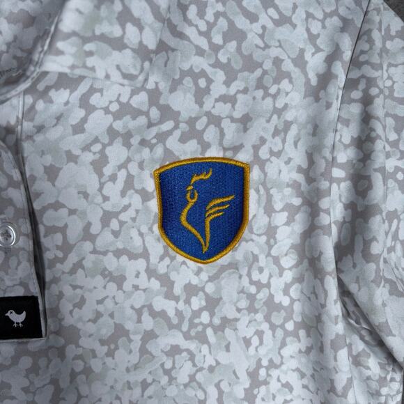 Bad Birdie Women’s Golf Polo – Gray Camo Unlinked Crest Logo Size S - Picture 3 of 9